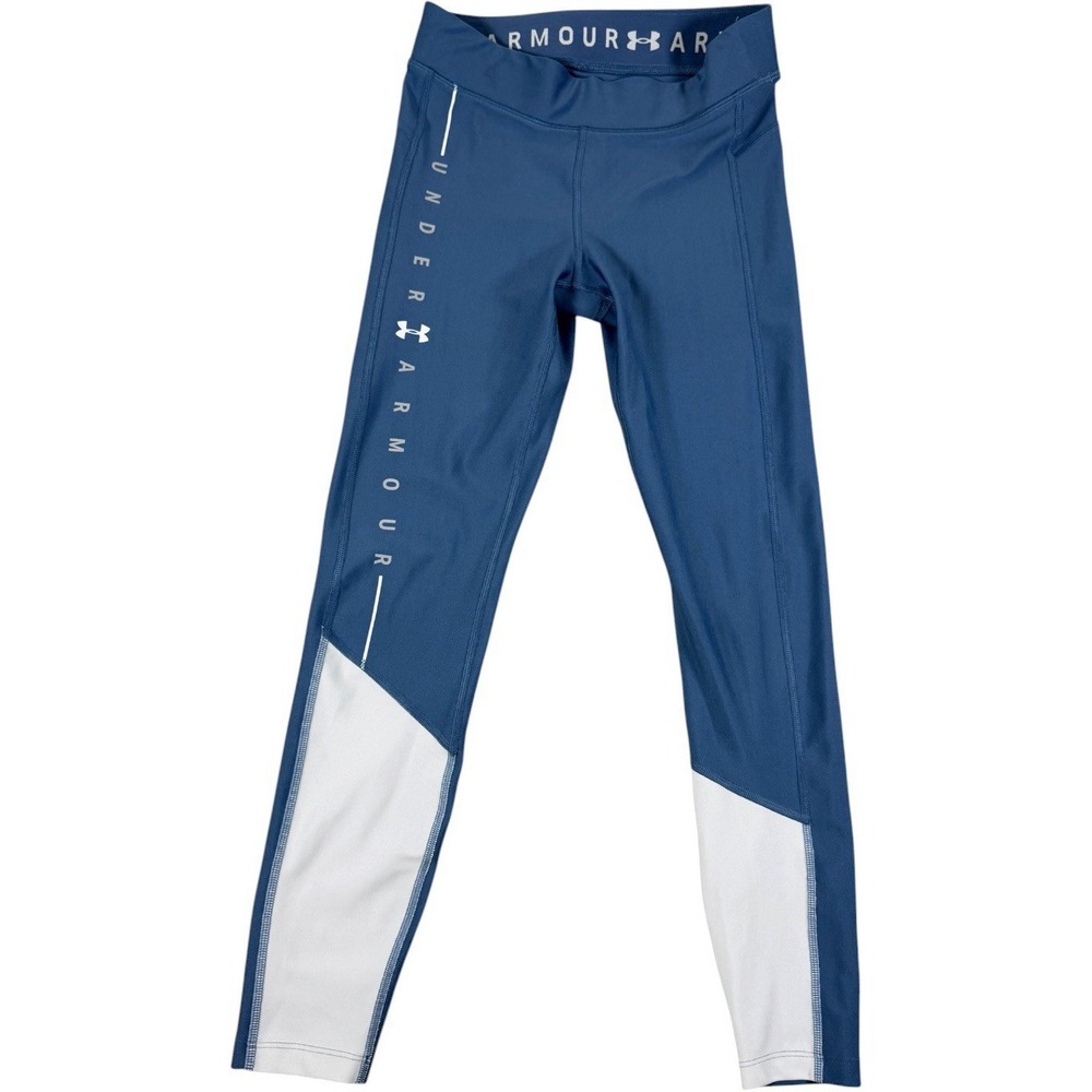 Under Armour HeatGear Compression Leggings Womens S Blue White Colorblock